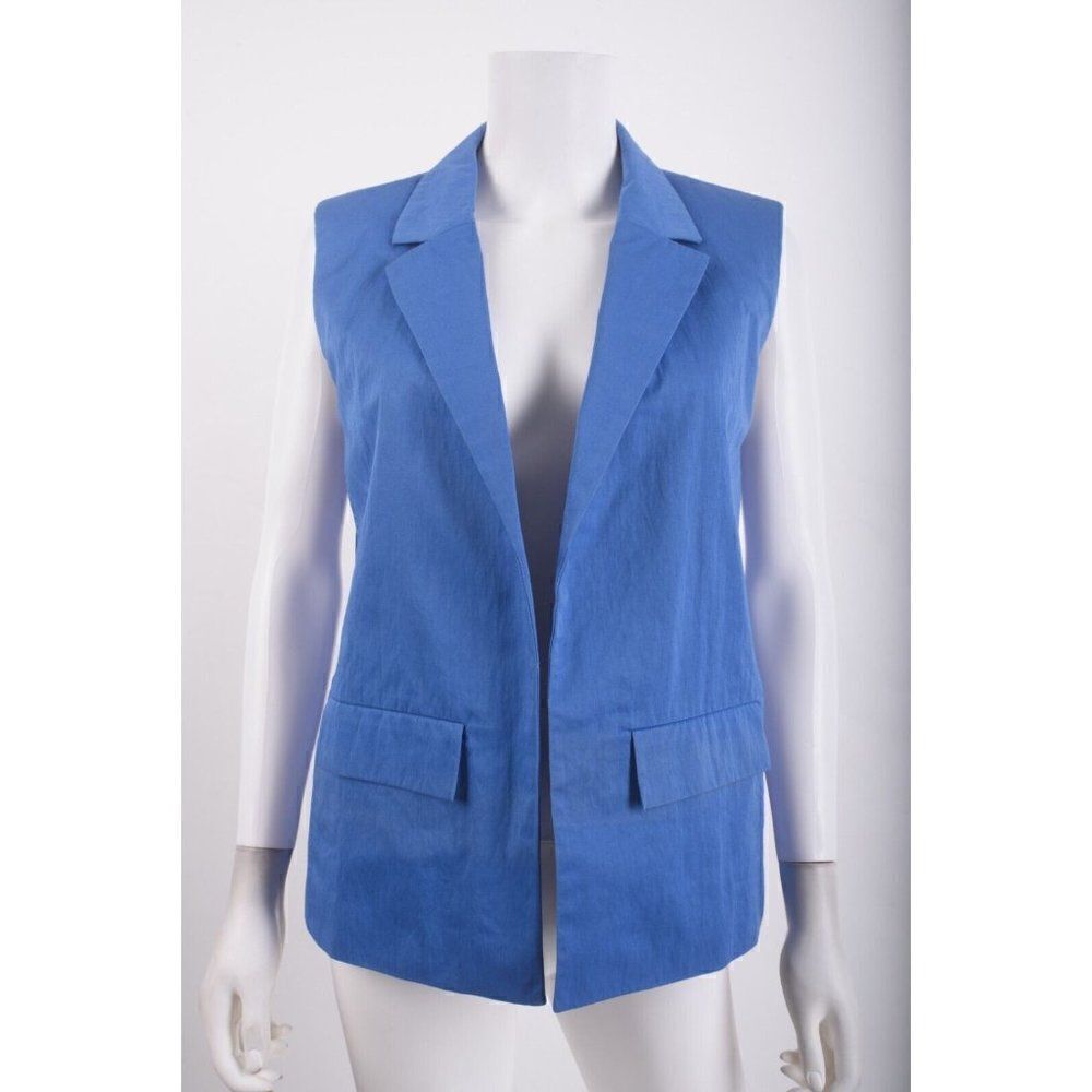Jason Wu Womens Blazer Vest Waistcoat Sz 12 Blue sleeveless cotton blend